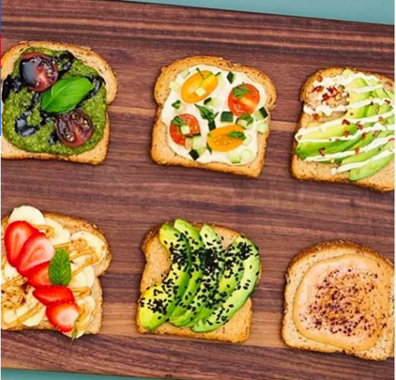 Basic toast with a variety of toppings.